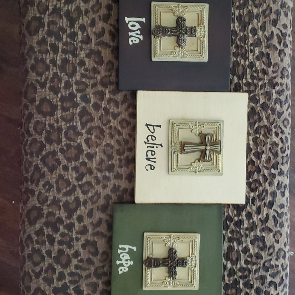 Love, Believe, Hope Wall Art each piece 8" by 8"